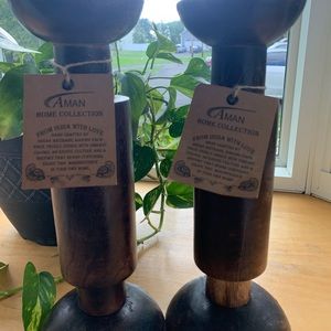 Aman wooden candle holders from INDIA